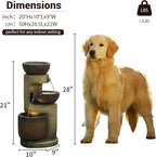 3-Tier Natural Bowl Cascading Garden Water Fountain with LED Lights - Water Fountain Outdoor Indoor Decor for Garden, Patio, Deck, Porch and Office Living Room Home Art Decor 10"x9"x20"