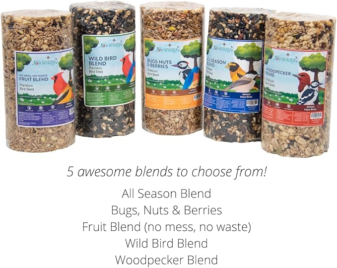 JCs Wildlife All Season Blend Premium Bird Seed Small Cylinder, 1.75 lb (2 Cylinder)