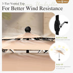 Sophia & William Metal Outdoor Patio Dining Set 6 PCS with 10ft 3 Tier Auto-tilt Umbrella(Beige), 4 x Metal Outdoor Chairs, 1 x Square 37"x 37" Dining Table and 1 Patio Umbrella