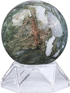 Natural Moss Agate Crystal Ball with Acrylic Display Base, 51-60mm Polished Stone Feng Shui Crystal Sphere Meditation Decoration for Home & Office