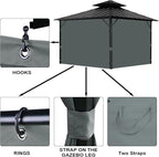 Gazebo Universal Replacement Privacy Curtain, 12'X12' Gazebo Curtains Outdoor Waterproof, 4-Panels Sidewall with Zipper for Patio, Garden and Backyard (Only Curtains, 12'X12', Grey)