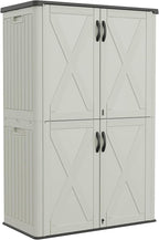 Greesum Outdoor Storage Cabinet, 50 Cu.Ft Deck Box Without Shelves, Waterproof Plastic Storage Bin for Patio Cushions, Gardening Tools, Lockable and Sidehandles, UV Resistant, Beige