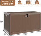 130 Gallon Outdoor Storage Box, Lockable Resin Deck Box Indoor and Outdoor Use, Waterproof Patio Deck Storage Box For Package Delivery, Furniture Cushions, Garden Tools, Pool Accessories