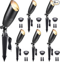 Gardenreet Low Voltage Spot Lights - Black Solid Brass Landscape Spotlight Wired, 12V Outdoor LED Bullet Uplights, Waterproof Electric for Patio Wall with 4000K Bright White MR16 Bulb (6 Pack)