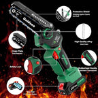 Cordless Mini Chainsaw 6 Inch, Goldsea Small Electric Chain Saws with 2 pack 2000mAh Batteries and Automatic Oiling System, Hand Saw Battery Powered Branch Cutter for Wood Cutting as Gifts for Men