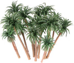 15 Pack Miniature Palm Trees for Diorama Decor - Tropical Coconut Model Trees with Bendable Trunks (4-6.3 Inches) - Cake Toppers, Train Layout Scenery & Architectural Sandbox Decorations