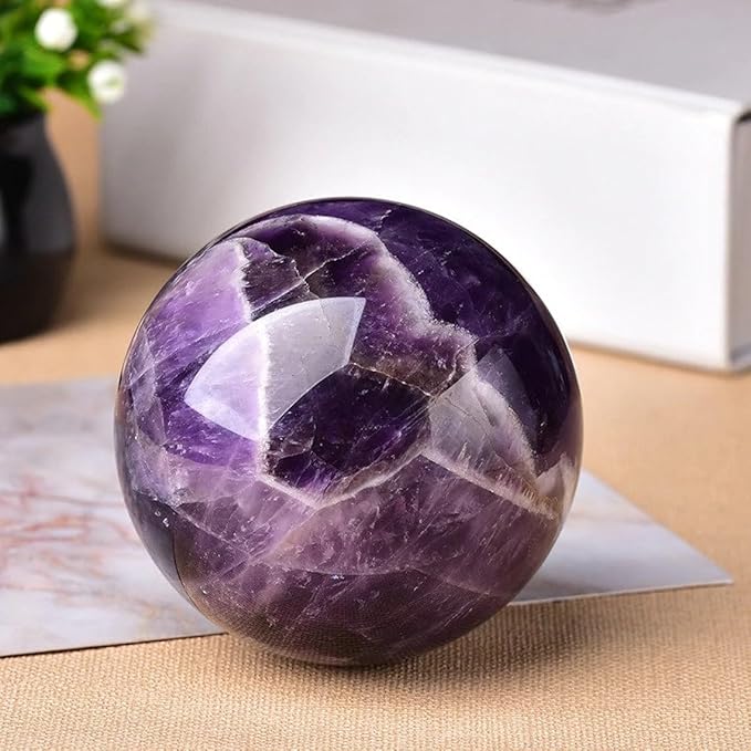 Natural Amethyst Crystal Ball,Amethyst Sphere Healing Crystal Ball with Stand (700g)…