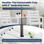 Tall Adirondack Chairs Set of 2, All Weather HDPE Poly Bar Height Balcony Adirondack Chair with Removable Double Connecting Trays, Outdoor Adirondack Barstools for Deck, Patio, Yard, Pool, Lawn