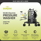 Sun Joe Electric Pressure Washer w/Wheels & 3 Quick-Connect Nozzles, 2200 PSI (PWMA Certified), 1.1 GPM, 14.9-Amp Motor - Heavy-Duty Cleaning Machine for Patios, Decks, Sidewalks & Cars, SPX3000-QW2