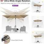 PURPLE LEAF 9' X 12' Left-right Tilting Patio Umbrella with Base Outdoor Swivel Cantilever Offset Aluminum Umbrella with Champagne Frame and 360-degree Rotation for Garden Deck Pool, Beige