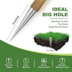 Haliaeetus Dibber Garden Tool, Stamped Stainless Steel Tip Seed Dibber, Smooth Splinter-Free T-Shape Wood Handle Dibbler with Comfortable Grip, 11'' Dibber for Planting Seed and Transplanting Seedling