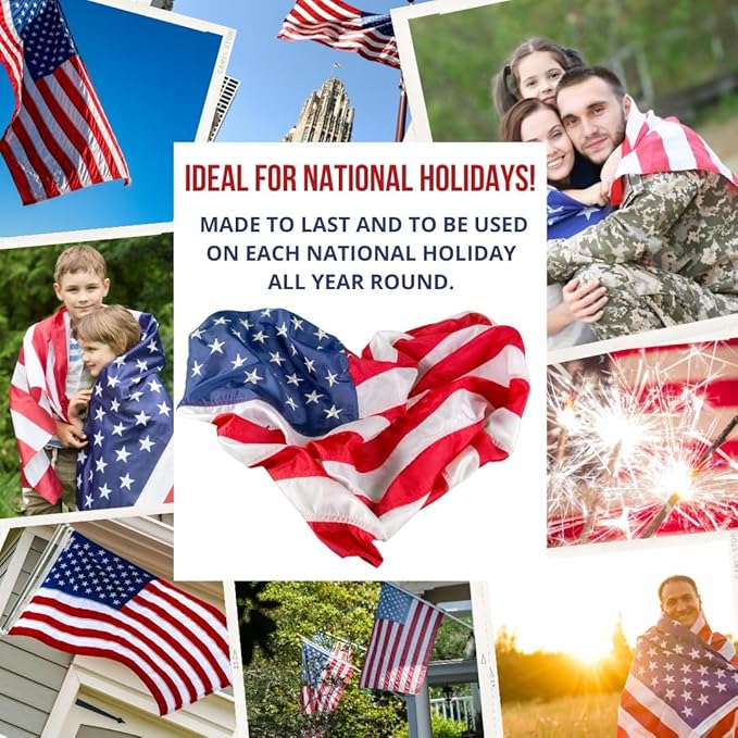 American Flag - Heavy-Duty US Flag - Embroidered Stars - Nylon USA Flag Built for Outdoors - Sewn Stripes - UV Protection - Brass Grommets (10x15 ft)