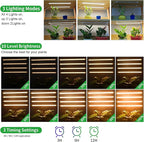 LED Plant Growing lamp, 3500K Full Spectrum Grow Light Strips for Indoor Plants with 3/9/12H Timer & 10 Dimmable Levels, Led Growth Light for Green House Hydroponics Succulent 13In 4Head