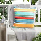 Outdoor Waterproof Throw Pillow Covers 20x20 Inches Decorative Lines Striped Pillow Covers Blue Square Cushion Cases for Patio Furniture Tent Garden Couch,Set of 2,Color Stripe(Blue)