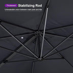 PURPLE LEAF 12' X 9' Rectangle Patio Umbrella with Base Included Large Outdoor Aluminum Offset Umbrella with 360-degree Rotation Cantilever Umbrella for Garden Deck Backyard Pool Grey