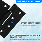 Heavy Duty Gate Hinges 3.5 inch 6 Pack Extra Thick Industrial T Barn Door Hinges Shed Door Hinges for Large Wooden Gates Wood Fence Outdoor - Black Iron Finish (Screws Included)
