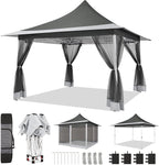 COBIZI 12x12 Pop up Gazebo on Clearance with Mosquito Netting,Waterproof Roof & Sandbags,Outdoor Canopy Tent with 4 Ropes,8 Stakes&Carrying Bag,Portable Patio Gazebo for Garden,Backyard&Lawn,Darkgrey