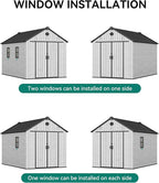 YITAHOME 8x10 FT Outdoor Storage Shed with Floor, Plastic Garden Shed for Bikes, Tools, Supplies, Waterproof Resin Shed with Lockable Doors, 2 Windows & 2 Vents for Patio, Backyard, 556 cu. Ft., Gray