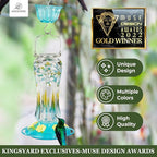 Kingsyard Hummingbird Feeder for Outdoors Hanging, 25 Ounces, Glass Humming Bird Nectar Feeder with Ant Moat & 6 Feeding Ports, Leak Proof, Turquoise