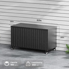 150 Gallon Outdoor Storage Box with Wheels, Metal Deck Box Waterproof, UV Resistant Patio Storage Box with Lid for Patio Furniture, Garden Tools, Outdoor Cushion (Charcoal)