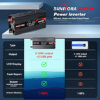 2000 Watt Inverter with LCD Display 12V DC to 110V/120V AC 60HZ Car Power Inverter with 2 AC Outlets & Dual USB Ports for Car RV Truck Camping