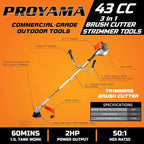 PROYAMA 42.7cc Gas Weed Wacker, 3 in 1 Weed Eater Gas Powered, Brush Cutter and Gas String Trimmer 2-Cycle Extreme Duty, 5 Year Warranty Gearbox, Grass Trimmer 2025 Upgraded…