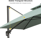 PURPLE LEAF 10' x 13' Cantilever Patio Umbrella Outdoor Umbrella with 330lbs Base Large Rectangular Windproof Offset Umbrella for Pool Deck Garden, Mint Green