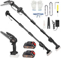 2-in-1 Cordless Pole Saw, Cordless Chain Saw, 33Ft/s Battery Pole Saw with 2Pcs 1500mAh Batteries 4in/6in Chains, 13ft Reach Electric PoleSaw, Comes with 3 extension rods, for Tree Trimming
