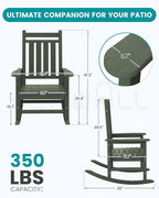 SEWALL HDPE Rocking Chair, Oversized Outdoor Rocking Chair for Adults, Patio Rocker for Porch, Avocado Green