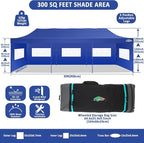 COBIZI 10x30 Pop Up Canopy with 8 Sidewall,Heavy Duty Canopy UPF 50+ All Season Wind Waterproof Commercial Outdoor Wedding Party Tents for Parties Canopy Gazebo with Roller Bag(10 x 30 ft Dark Blue)