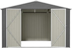 10×10 FT Outdoor Storage Shed,Metal Aluminum Waterproof Tool Sheds with Doors and Vents,Heavy-Duty Sheds Unit W/Lock and Key,for Storing Bicycles,Lawnmowers,Barbeques,Gray