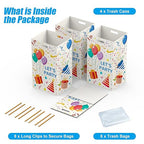 13 Gallon Disposable Trash Cans with Built-in Handles, 4 Pack Extra Large Portable Trash Can, Waterproof Layer Reusable Garbage Cans, Extra-Thick Cardboard Recycling Bins, Perfect for Parties,Colorful