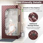 Giantex Portable Sauna Box, Full Body Steam Sauna for Home with 3L Generator, Remote Control, Folding Chair & Wooden Foot Roller, Lightweight Single Person Sauna Tent, 36" x 36" x 72", Coffee