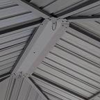 TOOLPORT Hardtop Gazebo 10x13 ft with Steel Roof - 4 Side Panels in Gray - Approx. 3.54x3.54 in Aluminium Poles