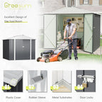 Greesum 8x6FT Outdoor Storage Shed, Utility Tool Shed Metal Storage Garden Shed with Door & Lock for Patio Storage, Gray
