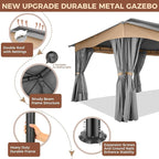COBIZI Gazebo 12x20 Heavy Duty Gazebos with Curtain and Netting Outdoor Gazebo Canopy Double Roof Patio Gazebos with Metal Steel Frame for Patio, Garden, Backyard (Gray)