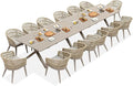 PURPLE LEAF 16 Pieces Outdoor Dining Set All-Weather PE Rattan Outdoor Patio Furniture Set with All Aluminum Frame Rectangular Table and Chairs Set for Lawn Garden Backyard Deck, Champagne