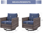 Outdoor Patio Swivel Rocker Chairs - Wicker Patio Swivel Rocking Chairs Set of 2 with Waterproof Wicker,Comfortable Cushions and Sturdy Metal Frame for Outside Porch Deck Backyard(Mixed Grey/Blue)