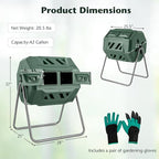 Goplus Compost Bin, Outdoor 42-Gal Dual Chamber Composting Tumbler w/2 Sliding Doors, Heavy-Duty Metal Frame, 360° Rotatable Tumbling Composter, BPA-Free Compost Tumbler for Kitchen Garden Yard Waste