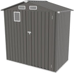 6x3.6FT Outdoor Storage Shed, Galvanized Steel Garden Shed with Lockable Door & Window, Waterproof Metal Tool Storage for Garden, Backyard, Patio, Lawn(Peak Roof)