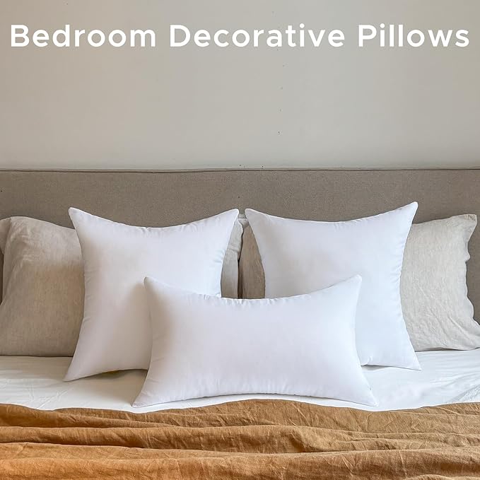 18 x 18 Outdoor Pillow Inserts Set of 4 Medium Square Patio Furniture Pillows for Porch Couch Fall Throw Pillow Inserts Premium Decorative Stuffer Pillows Waterproof White Sofa Cushion
