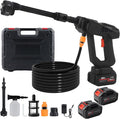Portable Cordless Pressure Washer, Electric Pressure Washer Battery Powered with 2 Batteries & 6-in-1 Nozzle, 16FT Hose,Handheld Car Washer for Floor Wall Fence Cleaning Garden Watering