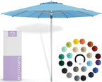 Midtown Umbrellas Push Pop Sunbrella Umbrella 10 Feet Large Outdoor Umbrella With Capri Acrylic Fabric - Deck Patio Umbrella, Backyard Umbrella, Garden Umbrella & Pool Umbrella - Black Pole