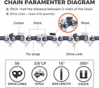 16 Inch Chainsaw Chain 3/8" LP Pitch .050" Gauge 56 Drive Links Fits Craftsman, Poulan, Ryobi, Echo, Greenworks and More- S56 (3 Packs) (91YNP-6)