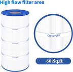 Cryspool® 07031 Filter Compatible with CCP240, R173572, Quantum-240, 178569, C-7469, PCC60, Ultral-A4, FC-1975, 4×60 Sq. Ft Pool Filter Cartridge, 4 Pack