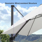 PURPLE LEAF 9.8' X 9.8' Patio Umbrella with Base Outdoor Cantilever Swivel Square Umbrella with Tilt Aluminum Offset Umbrella with 360-degree Rotation for Garden Deck Pool Patio White