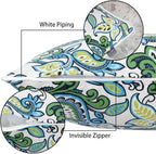 Pack of 2 Outdoor Waterproof Lumbar Rectangular Throw Pillow with Insert, Home Decorative Toss Pillows All Weather Cushion for Patio Garden Car Office (12x20 Inch, Botanical Blue Green)