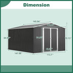 10x12 FT Outdoor Storage Shed, Large Metal Garden Shed with Lockable Hinged Doors, Outside Tool Shed with Sloped Roof & 4 Air Vents, Waterproof Storage Building for Backyard, Patio, Lawn, Black