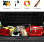 Mars Villa Deck Box, 45 Gallon Resin Indoor and Outdoor Storage Box Waterproof for Patio Furniture Cushions, Pool Supplies, Gardening Tools, Weatherproof and UV Resistant