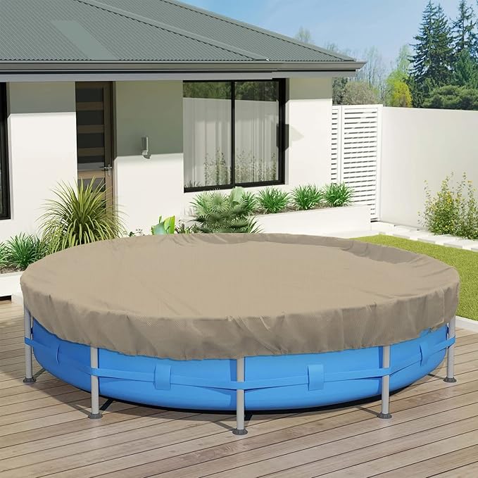 ECOOPTS 7 ft Round Pool Cover for Above Ground Pools, Swimming Pool Cover Protector Winter Safety Cover (Sand)